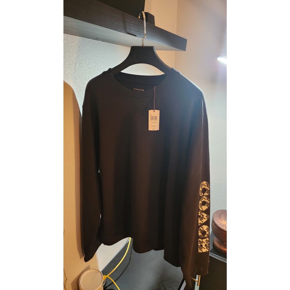 Coach Men's Size XXL Black Crewneck Sweatshirt Wild Print Sleeve Logo NWT - Picture 6 of 6